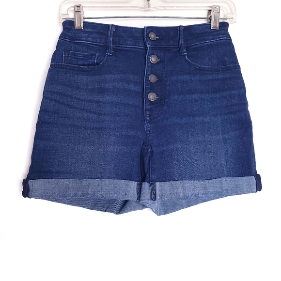 Nine West Button Fly Cuffed Hem Denim Jean Shorts Women's Size 4 - Picture 1 of 9